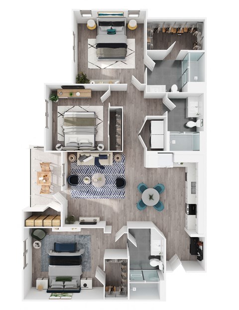 Three bedroom 2 bath floor plan at Arrive Vacaville, California